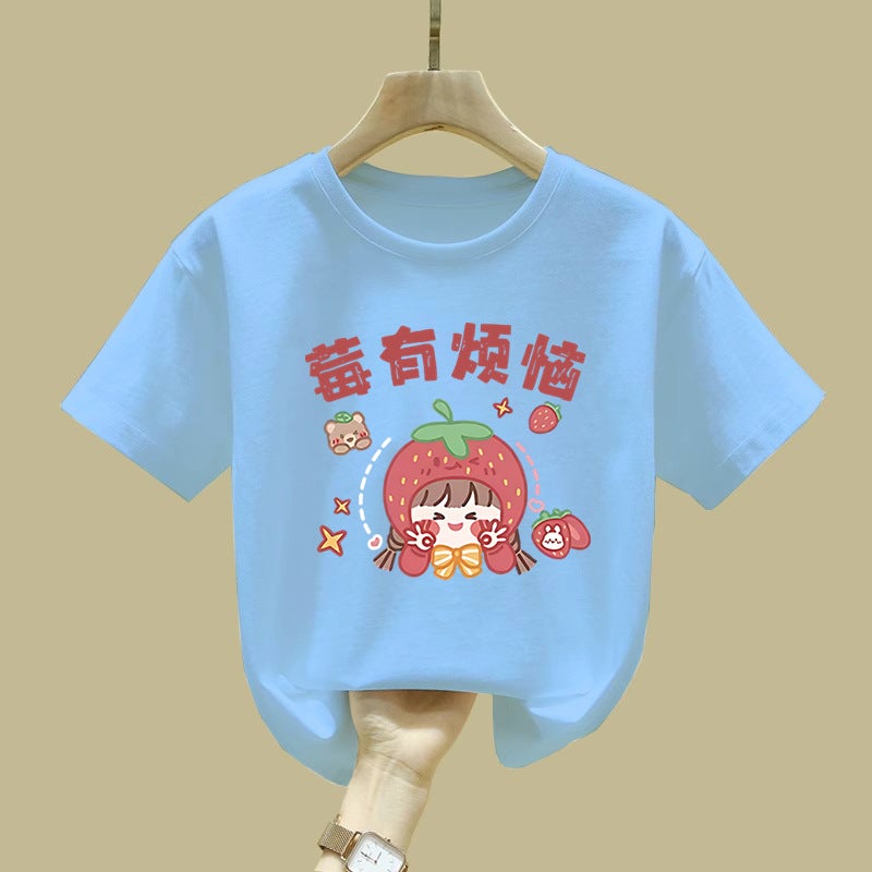 2420# Children'S Short-Sleeved Cotton Girls' T-Shirt New Summer Half-Sleeved Children'S T-Shirt Top - Image 5