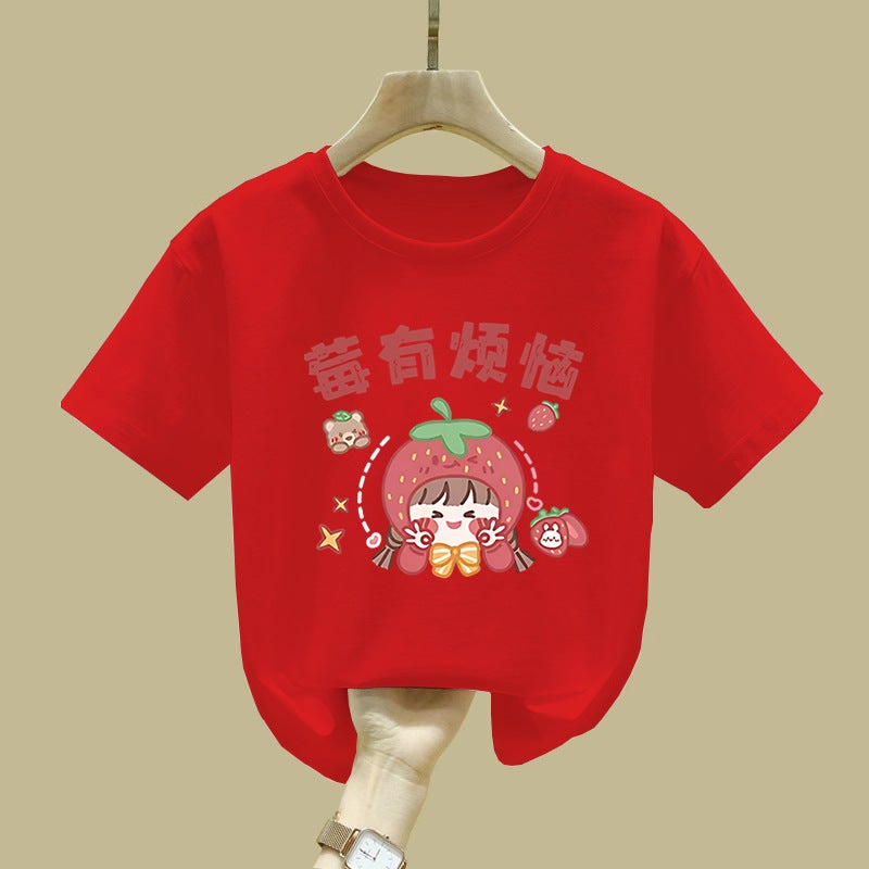 2420# Children'S Short-Sleeved Cotton Girls' T-Shirt New Summer Half-Sleeved Children'S T-Shirt Top - Image 4