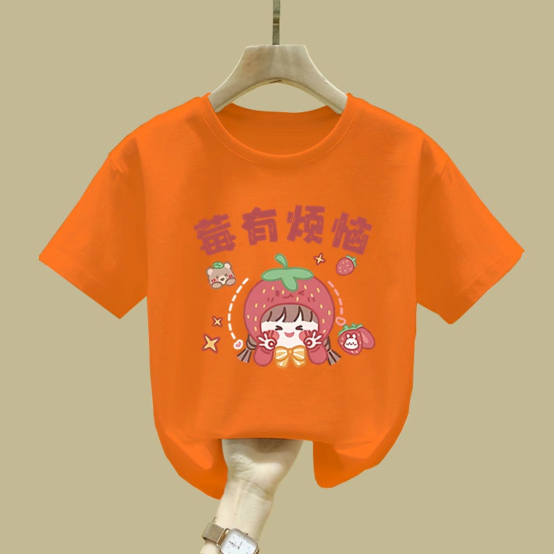 2420# Children'S Short-Sleeved Cotton Girls' T-Shirt New Summer Half-Sleeved Children'S T-Shirt Top - Image 2