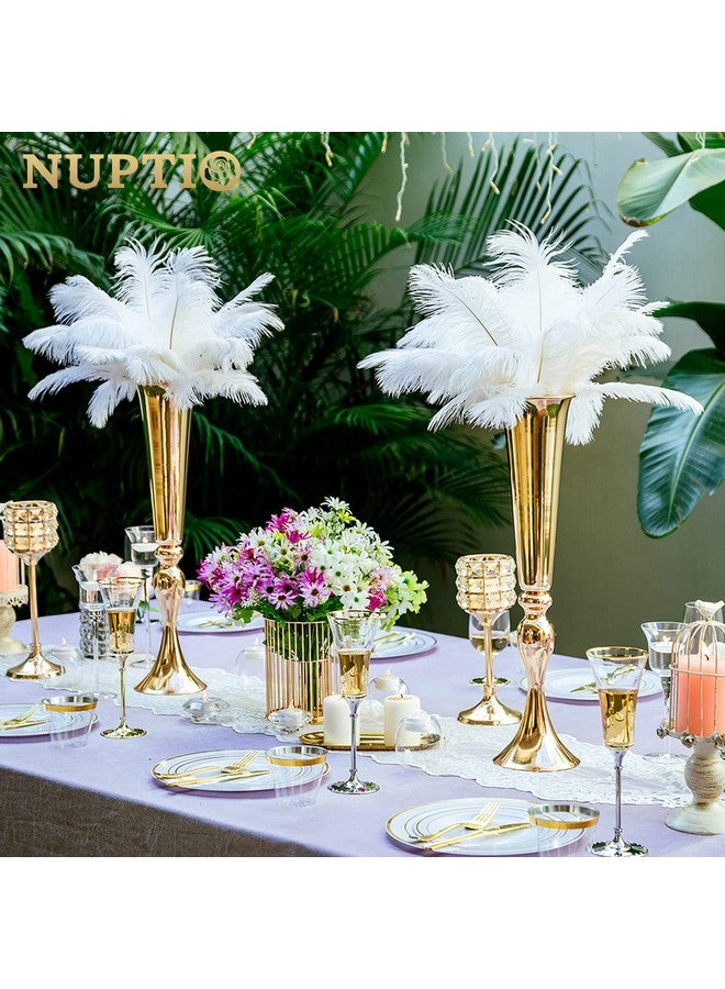 NUPTIO مزهرية معدنية متعددة الاستخدامات بارتفاع 21.9 بوصة من Nuptio، مزهرية معدنية على شكل بوق، قطعة مركزية لحفلات الزفاف والعشاء، مناسبة لحفلات الذكرى السنوية وحفلات أعياد الميلاد - Image 2