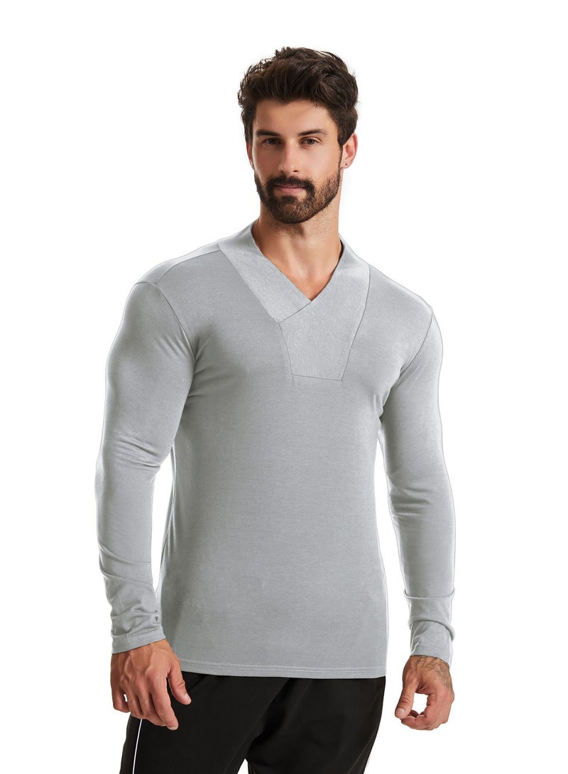 Loquat Men Quick Dry Breathable Sports Long Sleeve T-Shirt Grey  - Image 3