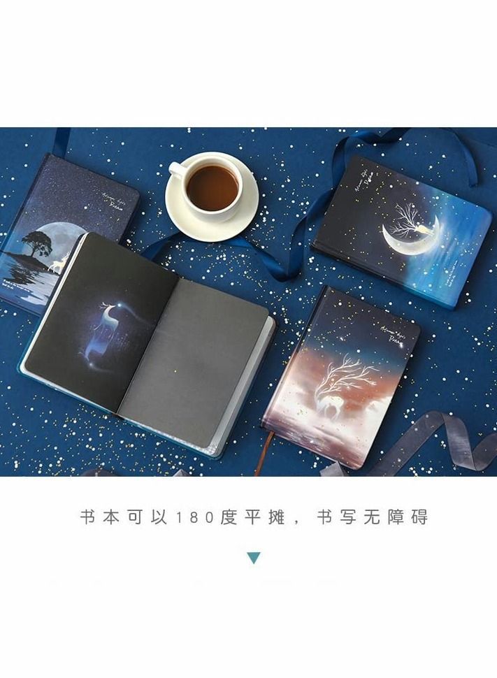 Luminous Journal Notebook, A5 Hardcover Elk Starry Night Pattern Colorful Exquisite for Women Girls Gifts Personal Diary, Graduation Gift, Sketchbook with Illustrated Inner s - Image 4