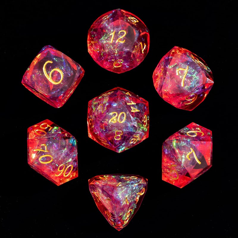 CRITALLIC 7PCS DND Dice SetTransparent Sharp Edge Dice Set DD RPG Polyhedral Diefor Dungeons and Dragons TTRPG Games Roleplaying Gameswith Gift BoxRed - Image 3