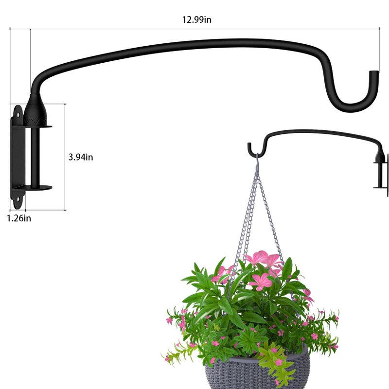 Garkup Plant Hook,12 Inch Plant Hanger Bracket Heavy Duty Wall Mounted Hooks for Hanging Bird Feeder, Flower Bracket, Anti Rust Metal Lanterns - Image 3