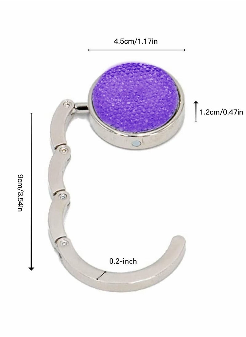 Excefore - Foldable Purse Hook Floding Handbag Hanger Bling Rhinestone Bag Holder for Table Desk 3 PCS(White Pink Blue) - Image 1