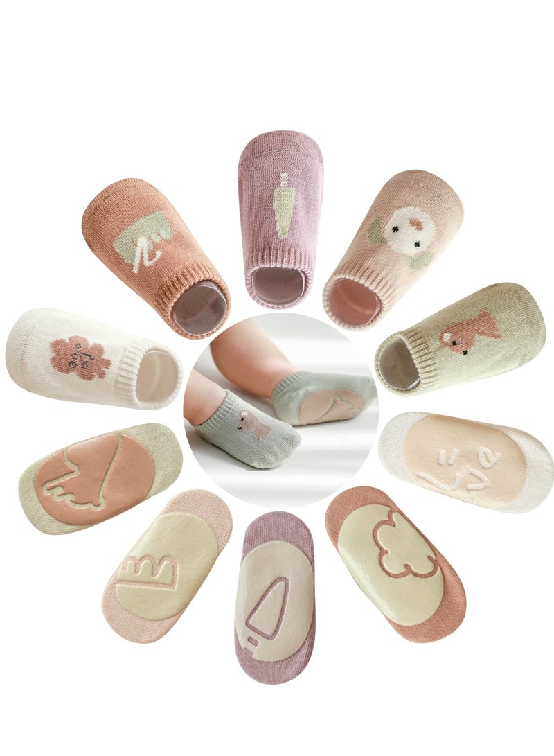 Non-Slip Toddler Baby Socks with Grips - Anti-Skid Ankle Socks for Infants and Toddlers (5 Pairs) - Image 1