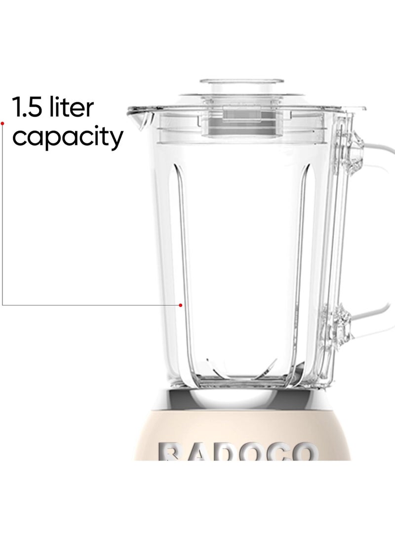 Radoco Retro Breakfast Set, Kettle 1.7L, 2-Slice Toaster, Espresso Machine, Blender, Stainless Steel, Glossy Cream - Image 5