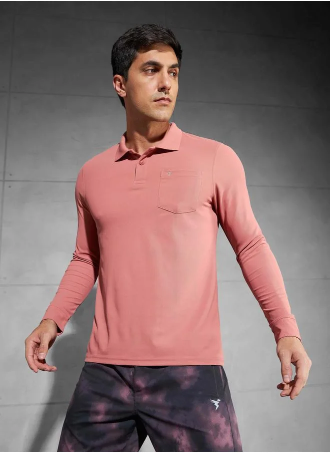 Technosport Technosport Solid Polo T-Shirt with Pocket Detail