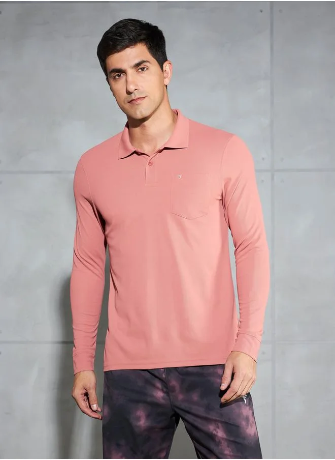 Technosport Technosport Solid Polo T-Shirt with Pocket Detail