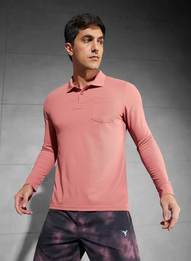 Technosport Solid Polo T-Shirt with Pocket Detail