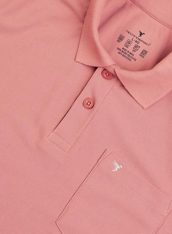 Technosport Pink Solid Polo T-Shirt With Pocket Detail for Men | Best Price UAE