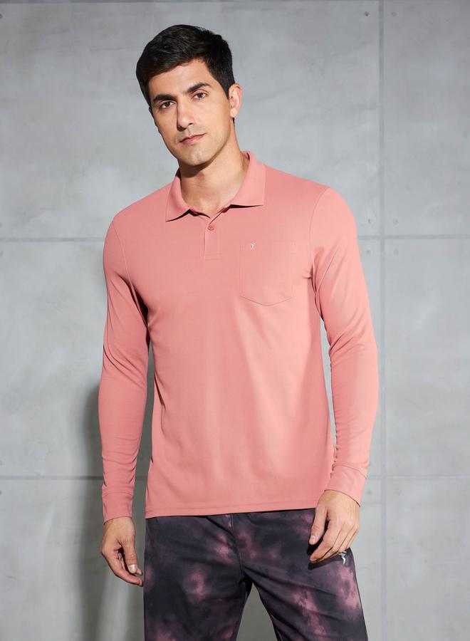 Technosport Solid Polo T-Shirt With Pocket Detail - Image 2