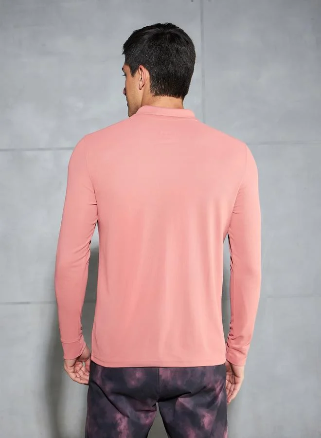 Technosport Pink Solid Polo T-Shirt With Pocket Detail for Men | Best Price UAE