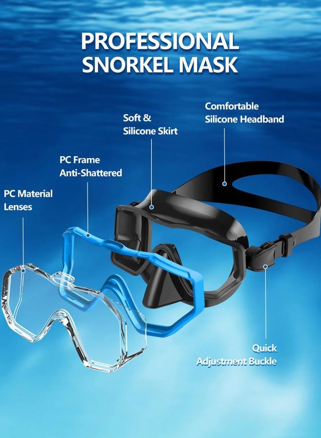 W WSTOO WSTOO 3 Window Snorkel Mask Anti Fog No Leakage,Diving Mask HD Wide View,Snorkeling Mask for Adults and Teenagers Scuba Dive Swim Snorkeling Goggles Masks - Image 2