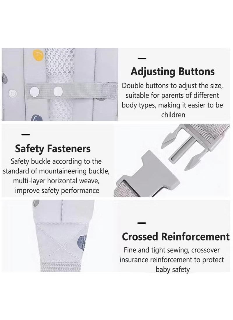 XiuWoo Baby Carrier, Adjustable Baby Holder Carrier with Hooks and Loops, Baby Straps for 0-24 Months Girls and Boys, Grey  - Image 3