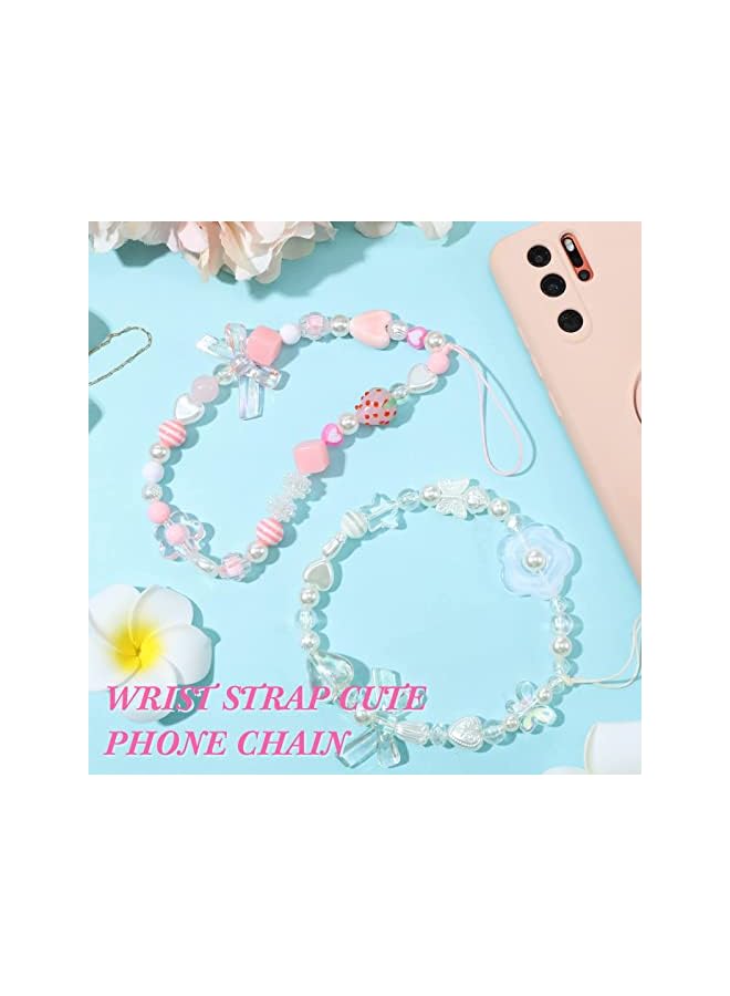 Green Tiger Phone Lanyard Beaded Wrist Strap, Kawaii Rainbow Phone Chain Strap for Women Girls Beads Pearl Bracelet Keychain Phone Accessory Cute Anti-Lost Phone String Decoration - Image 4