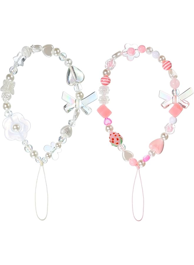 Green Tiger Phone Lanyard Beaded Wrist Strap, Kawaii Rainbow Phone Chain Strap for Women Girls Beads Pearl Bracelet Keychain Phone Accessory Cute Anti-Lost Phone String Decoration - Image 1