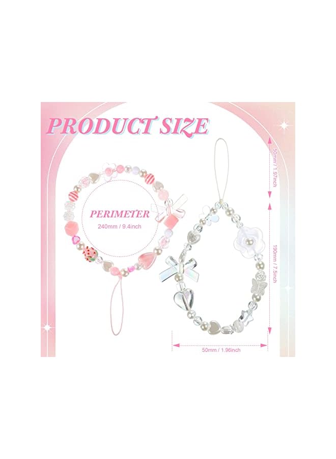 Green Tiger Phone Lanyard Beaded Wrist Strap, Kawaii Rainbow Phone Chain Strap for Women Girls Beads Pearl Bracelet Keychain Phone Accessory Cute Anti-Lost Phone String Decoration - Image 5