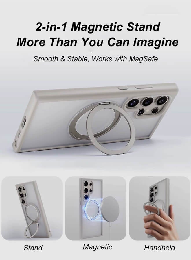 بليزار غلاف سامسونج جالاكسي S25 الترا، متوافق مع MagSafe، غطاء شفاف غير لامع مقاوم للصدمات بقاعدة دوارة 360 درجة، غطاء واقٍ كامل نحيف لجهاز جالاكسي S25 الترا 5G (رمادي) - Image 3