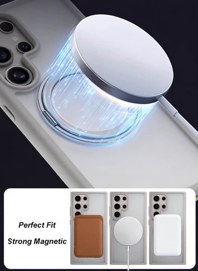 بليزار غلاف سامسونج جالاكسي S25 الترا، متوافق مع MagSafe، غطاء شفاف غير لامع مقاوم للصدمات بقاعدة دوارة 360 درجة، غطاء واقٍ كامل نحيف لجهاز جالاكسي S25 الترا 5G (رمادي) - Image 4