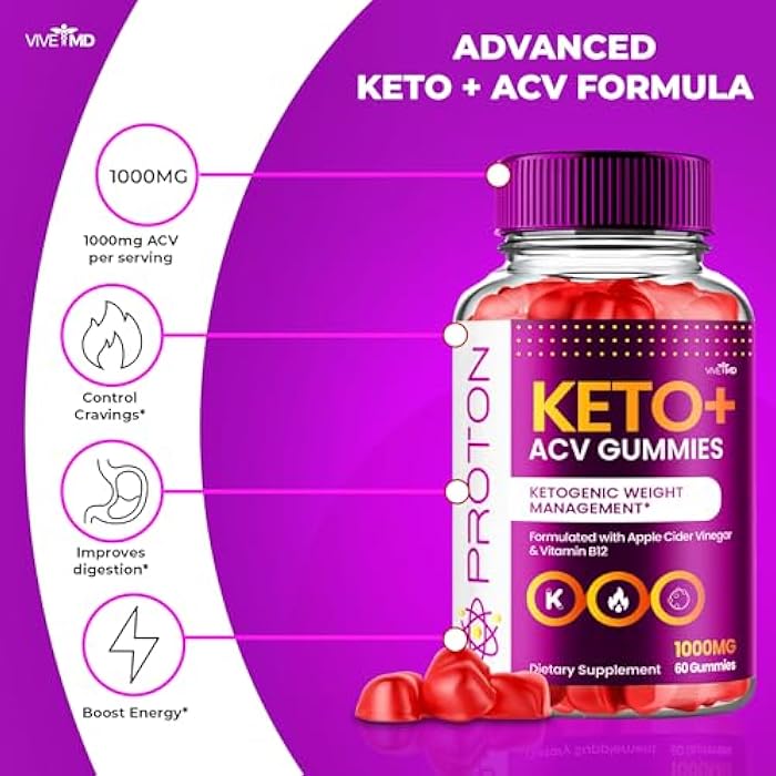 VIVE MD Proton Keto ACV Gummies Advanced Weight Management, Protein Keto ACV Gummies, Proton Keto Plus Gummies with Apple Cider Vinegar Supplement 1000mg, Proton Keto+ACV Gummies Reviews (2 Pack) - Image 4