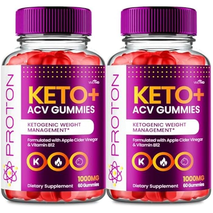 VIVE MD Proton Keto ACV Gummies Advanced Weight Management, Protein Keto ACV Gummies, Proton Keto Plus Gummies with Apple Cider Vinegar Supplement 1000mg, Proton Keto+ACV Gummies Reviews (2 Pack) - Image 1