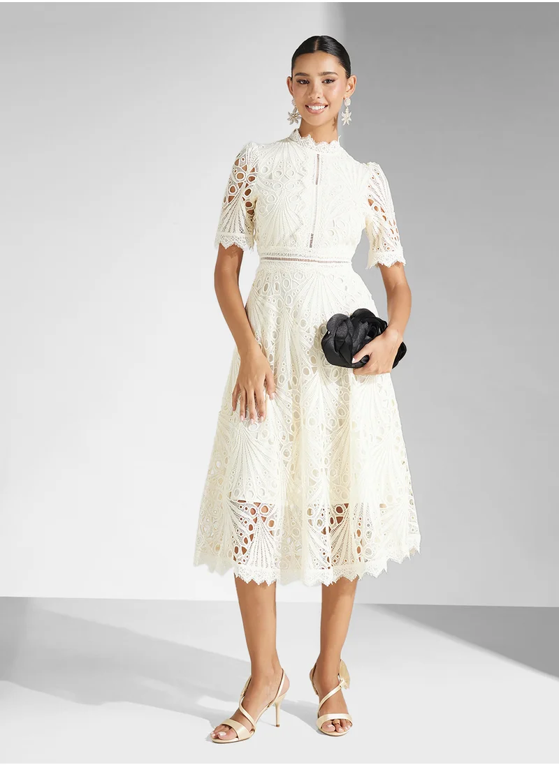 Ginger Boutique Lace Embroidered A Line Dress