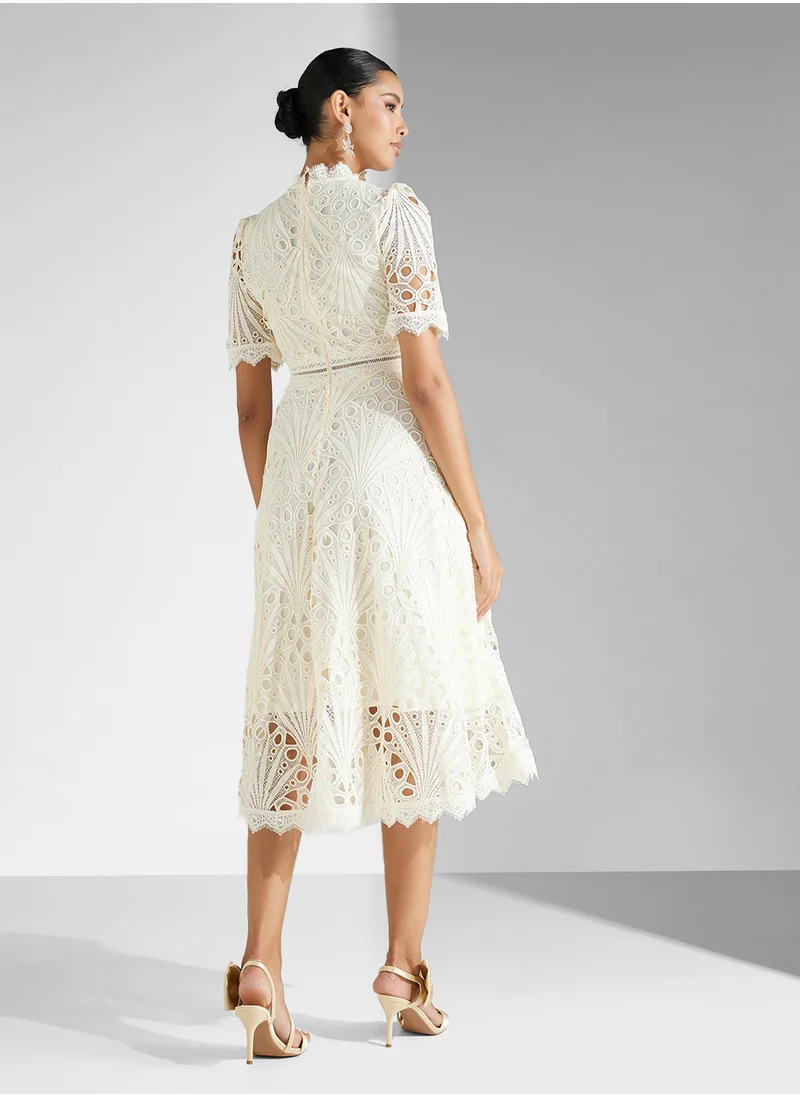 Ginger Boutique Lace Embroidered A Line Dress