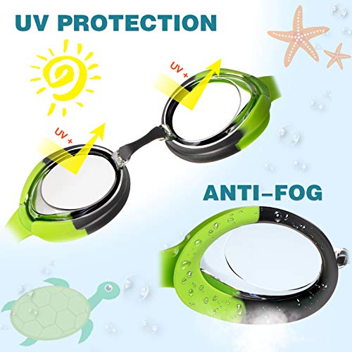 Keary 2 Pack Kids Swim Goggles Swimming Goggles for Toddler Children Girls Boys Youth, Anti-Fog Waterproof UV Protection Crystal Clear Flat Lens Water Pool Goggles with 3 Nose Piece - Image 5