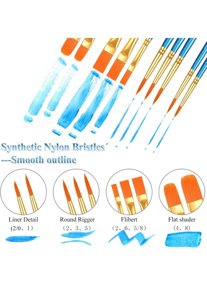 مجموعة فرش الرسم المكونة من 40 قطعة، فرش الرسم بالأكريليك، فرش الألوان المائية، فرش الأكريليك للألوان المائية الزيتية، وتفاصيل المنمنمات، ورسم الصخور - Image 2