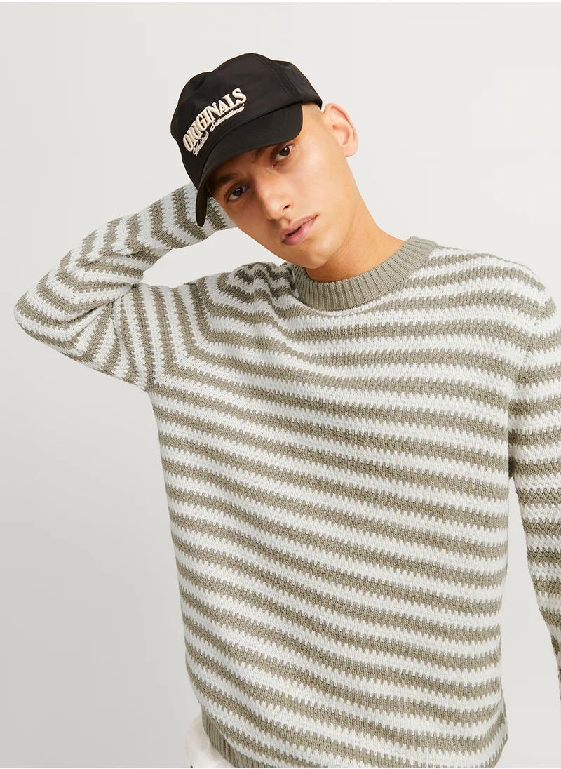 جاك اند جونز Striped Crew Neck Sweater