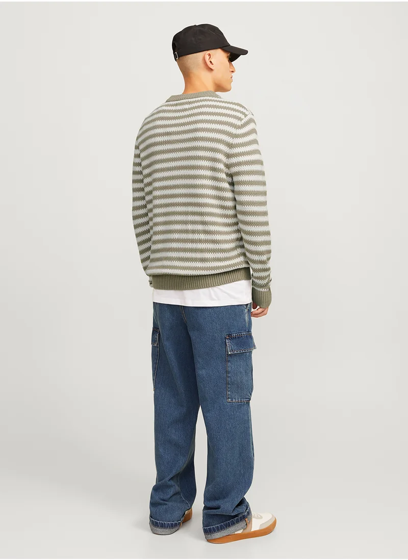 JACK & JONES Striped Crew Neck Sweater