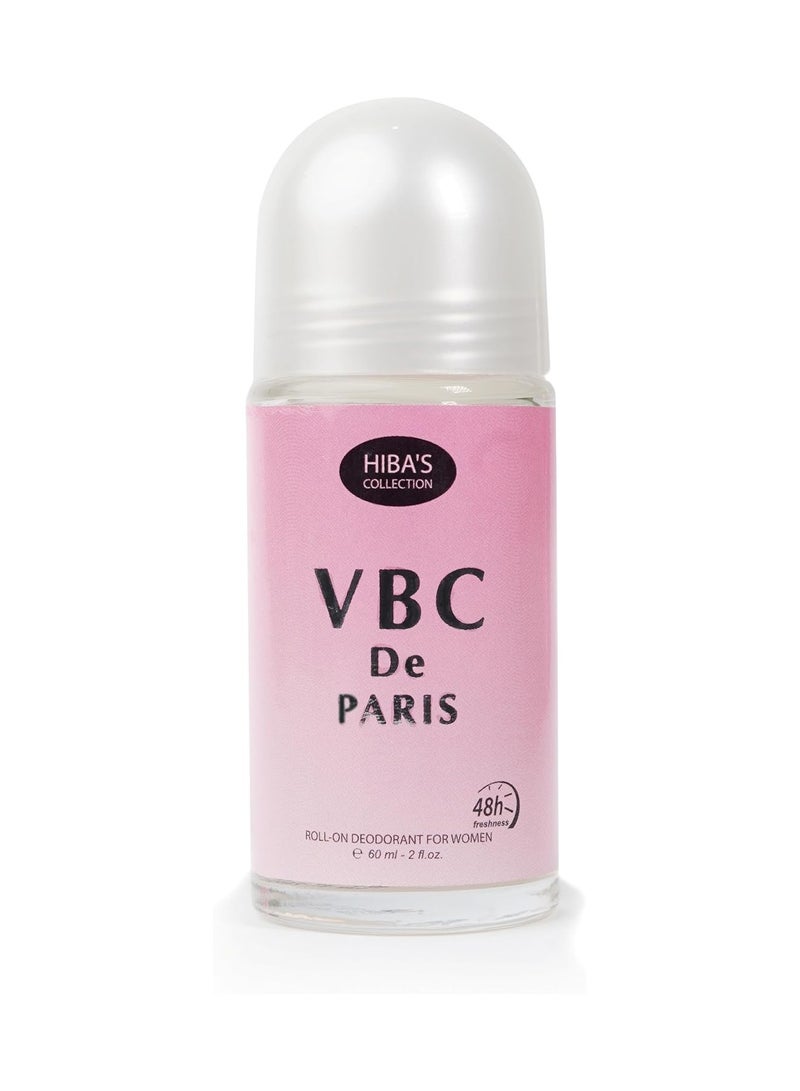 HIBA'S COLLECTION HIBA'S COLLECTION VBC De Paris Roll-On Deodorant for Women – 60ml (2 fl oz) | Parisian Elegance & Long-Lasting Freshness 
