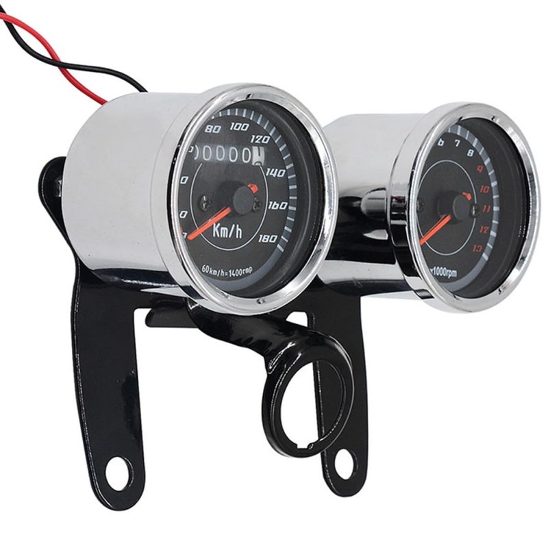 Zerodeko Motorcycle LED Speedometer Tachometer 2-in-1 Odometer Gauge with Bracket 12v Universal Vintage Motorcycle Meter for Automotive Replacement - Image 1