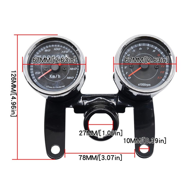 Zerodeko Motorcycle LED Speedometer Tachometer 2-in-1 Odometer Gauge with Bracket 12v Universal Vintage Motorcycle Meter for Automotive Replacement - Image 2