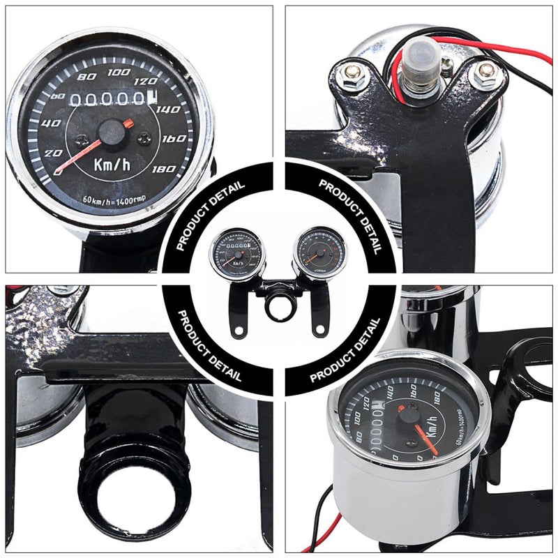 Zerodeko Motorcycle LED Speedometer Tachometer 2-in-1 Odometer Gauge with Bracket 12v Universal Vintage Motorcycle Meter for Automotive Replacement - Image 3