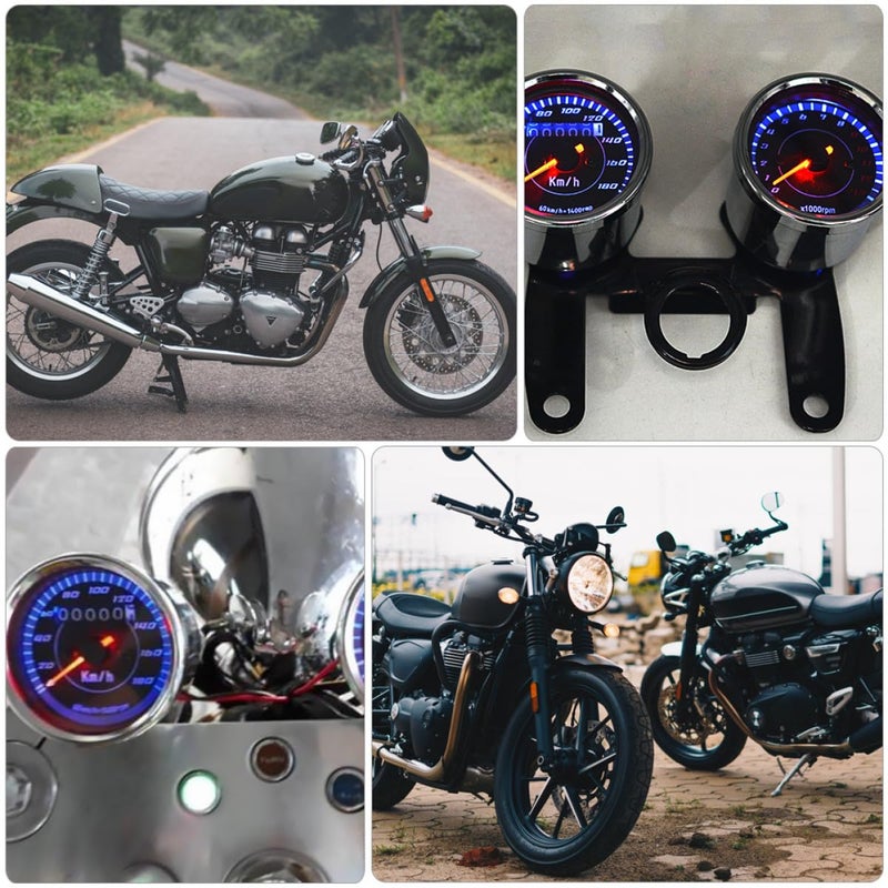 Zerodeko Motorcycle LED Speedometer Tachometer 2-in-1 Odometer Gauge with Bracket 12v Universal Vintage Motorcycle Meter for Automotive Replacement - Image 4