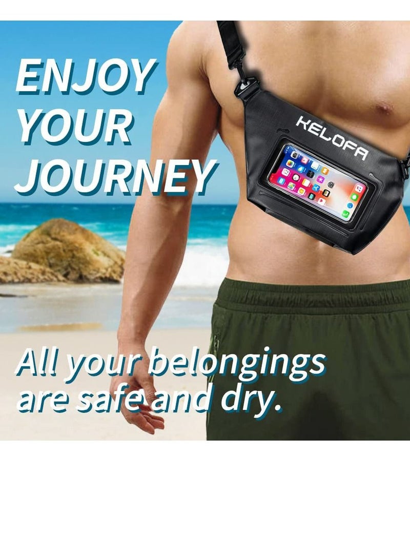 KASTWAVE Waterproof Bag, Outdoor Sport Crossbody Bag Cell Phone Dry Bag with Waist Strap, Screen Touch Sensitive Keep Your Valuables Dry Perfect for Cycling Swimming Snorkeling Boating Kayaking Beach Pool Park - Image 2