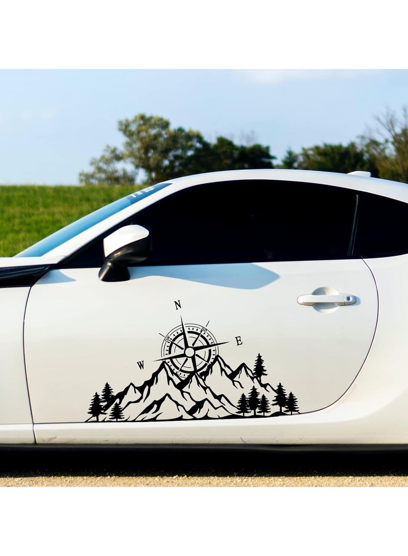 مؤسسة فكرة اليوم ملصق غطاء محرك السيارة على شكل بوصلة وجبل، ملصق جانبي لجسم السيارة، ملصق غطاء محرك السيارة، ملصقات فينيل مقاومة للماء، ملصقات رسومية من الفينيل للسيارات والشاحنات والمركبات الترفيهية والسيارات الرياضية متعددة الاستخدامات والمركبات الخارجية - Image 2