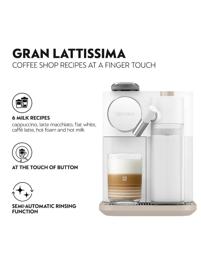 Nespresso Gran Lattissima 1400W Capsule Coffee Machine White 1.3 Liter F541-ME-WH-NE