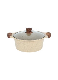 ALBERTO 7 Pieces London Cast Aluminum Cookware Set Cream Granite 28 cm  - Image 4