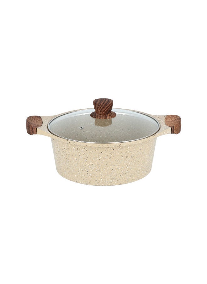 ALBERTO - 7 Pieces London Cast Aluminum Cookware Set Cream Granite 28 cm - Image 1