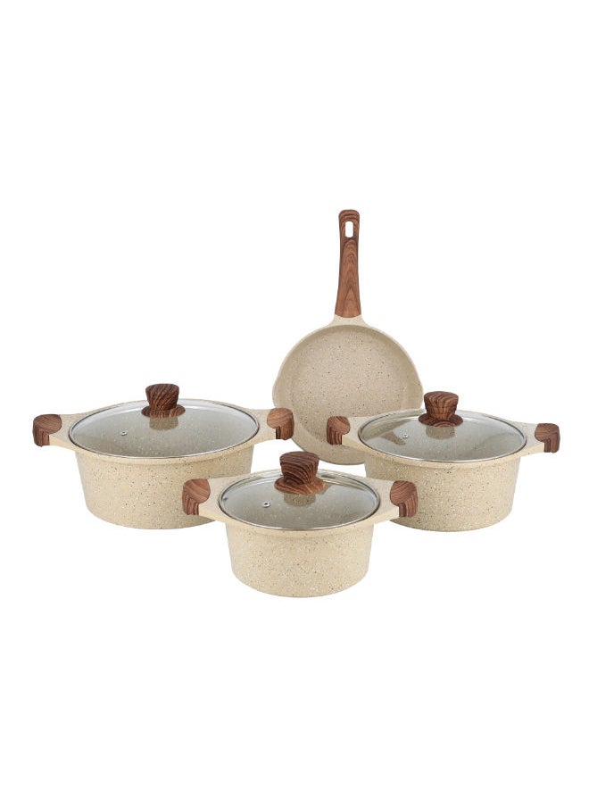 ALBERTO - 7 Pieces London Cast Aluminum Cookware Set Cream Granite 28 cm - Image 1