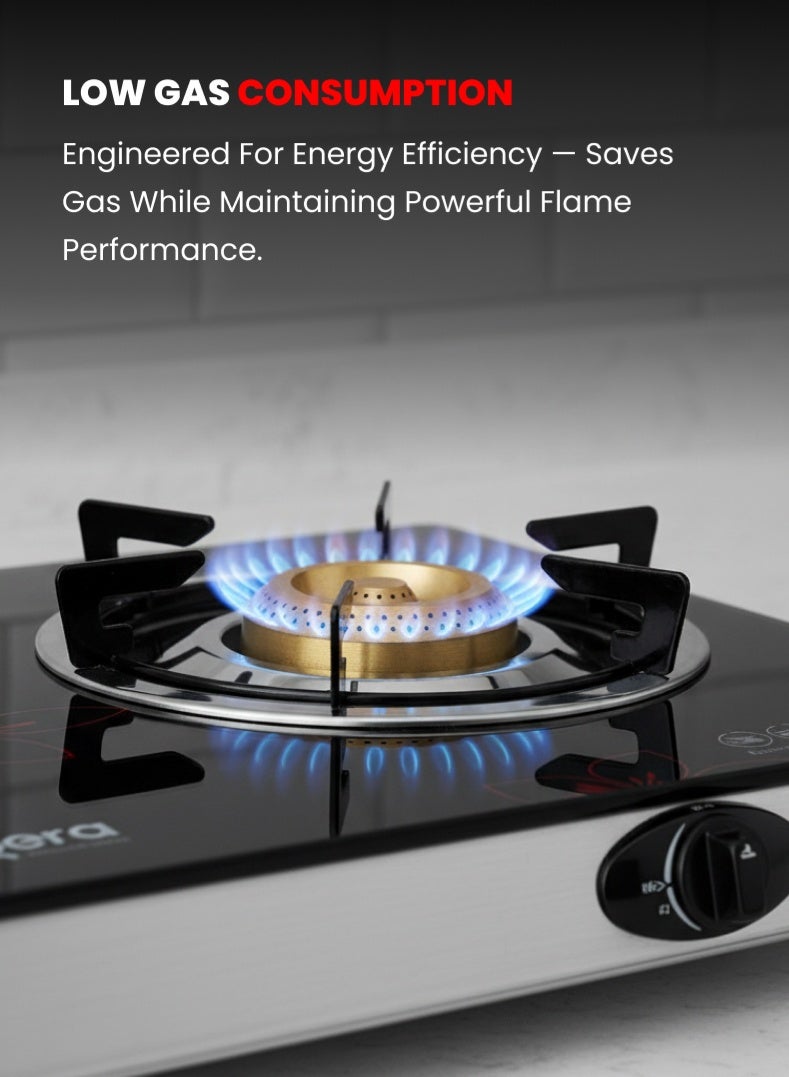Ogera 2-Burner Gas Stove OG3013GC | Toughened Glass Top | Heavy-Duty MS Coated Body | 5-Prong Pan Support | Powerful High Flame with Low Gas Consumption | Easy-Clean Design | 2-Year Warranty - Image 5