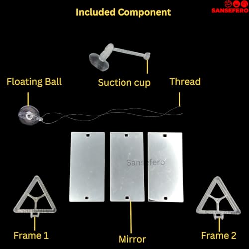 SANSEFERO® Rumble Fish Training Mirror Flowerhorn Training Three Side Mirror with a Frame, Interactive Floating Ball and Suction Cup for Representability Fin and Improves Physical Exercise (DYJ-10) - Image 4