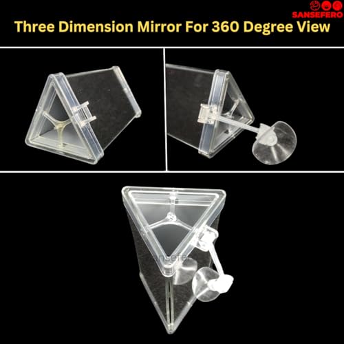 SANSEFERO® Rumble Fish Training Mirror Flowerhorn Training Three Side Mirror with a Frame, Interactive Floating Ball and Suction Cup for Representability Fin and Improves Physical Exercise (DYJ-10) - Image 5