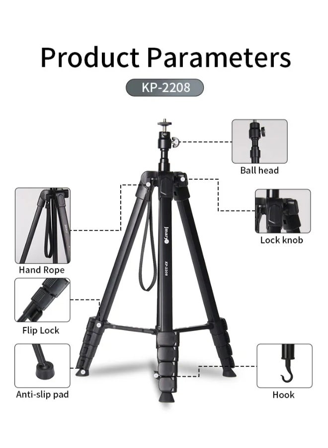 Jmary Professional Camera Tripod Stand Lightweight Travel Aluminum Stand Multifunctional Professional Tripod 360° Rotation Tripod Stand Horizontal Rotatable Center Column tripod (KP-2208) - Image 2