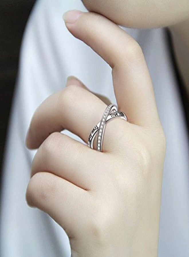 FLYOW Purity Ring S925 Sterling Silver True Love Waits Infinity Criss Cross Rings for Women Lady Size 7 - Image 2