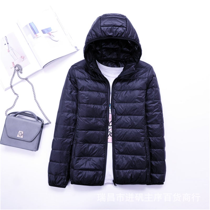 Hooded zipper down cotton-padded jacket womens autumn and winter new cotton-padded clothes for female students Korean fashion versatile top foreign trade cross-border Orange red  - Image 2