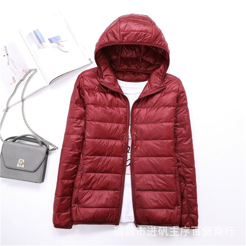 Hooded zipper down cotton-padded jacket womens autumn and winter new cotton-padded clothes for female students Korean fashion versatile top foreign trade cross-border Orange red  - Image 5